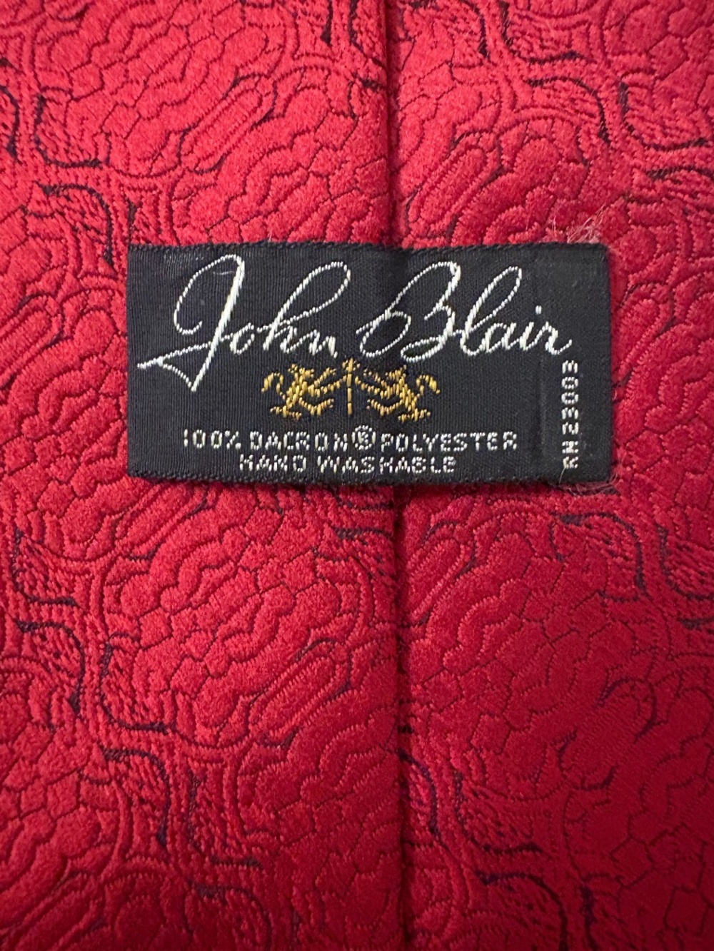 John Blair Mens Red Geometric Woven Vintage Neck Tie
